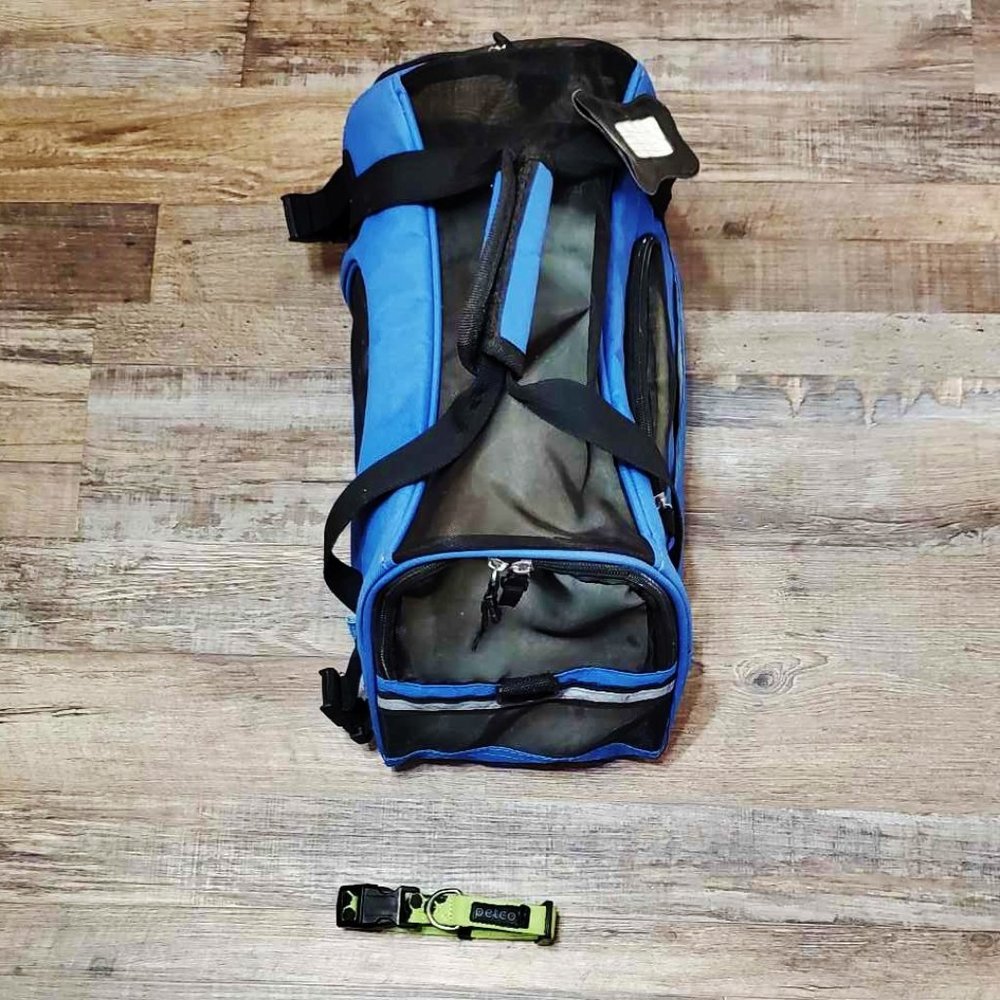 EUC Small "Airline Approved" Blue Pet Carrier Bag +FREE COLLAR Orig$90+Tax